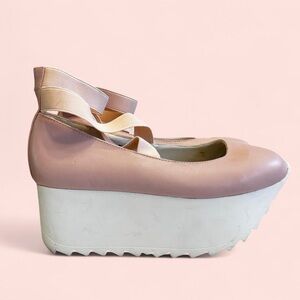 UNIF pink and white Bella Ballerina 
platform mary jane shoes 6
